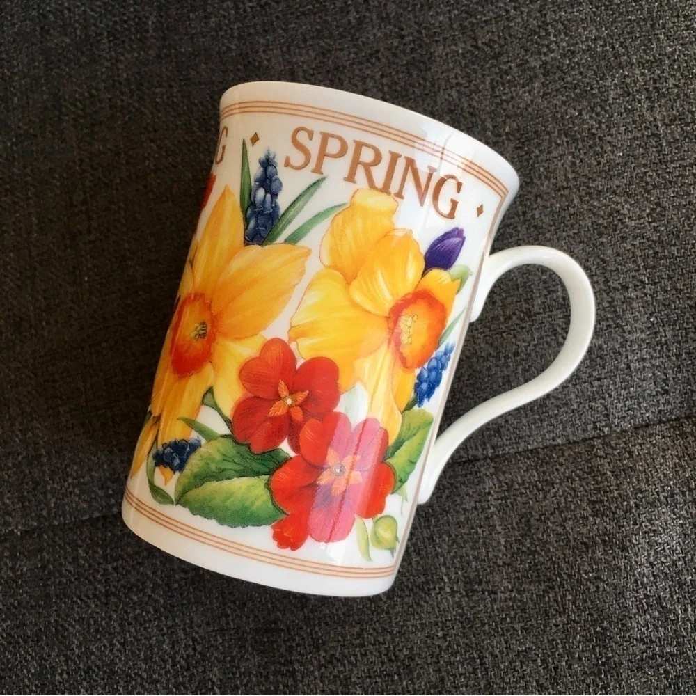 Vibrant, Colorful, Floral Fine Bone China Coffee or Tea Mug, 10 oz